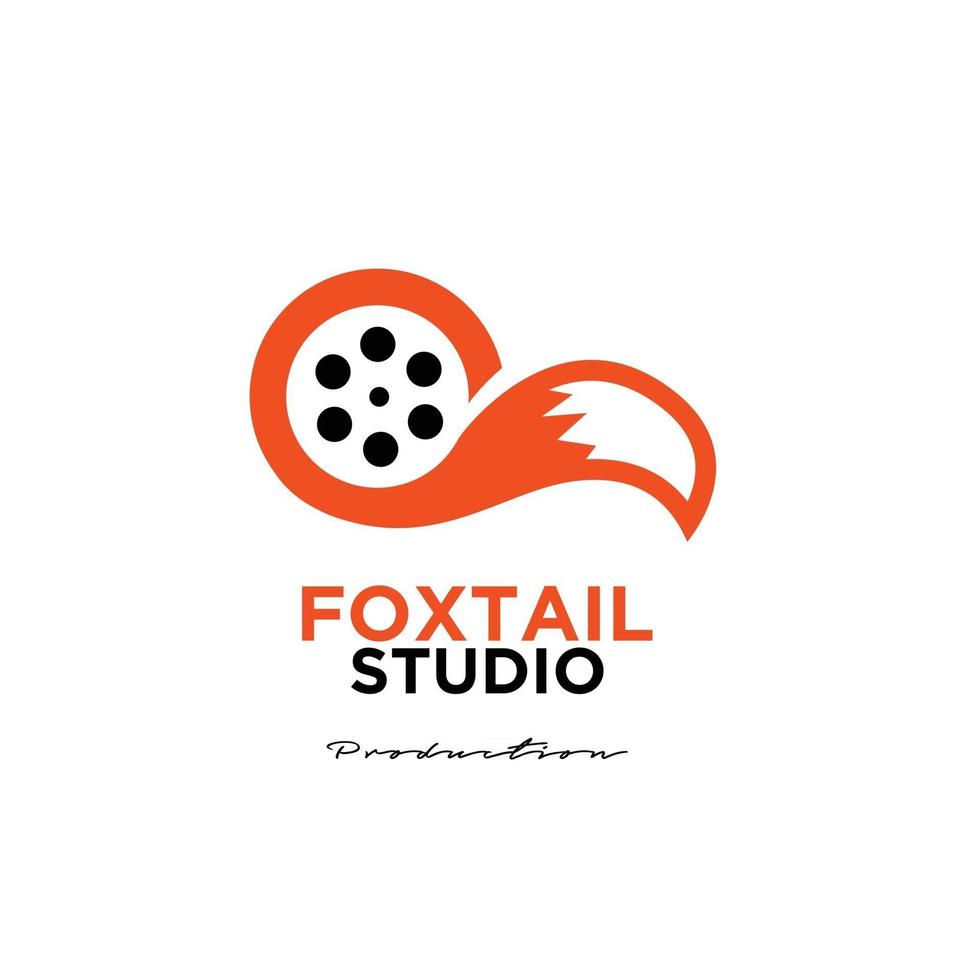 Fox tail studio movie cinema produzione cinematografica logo design icona vettore illustrazione