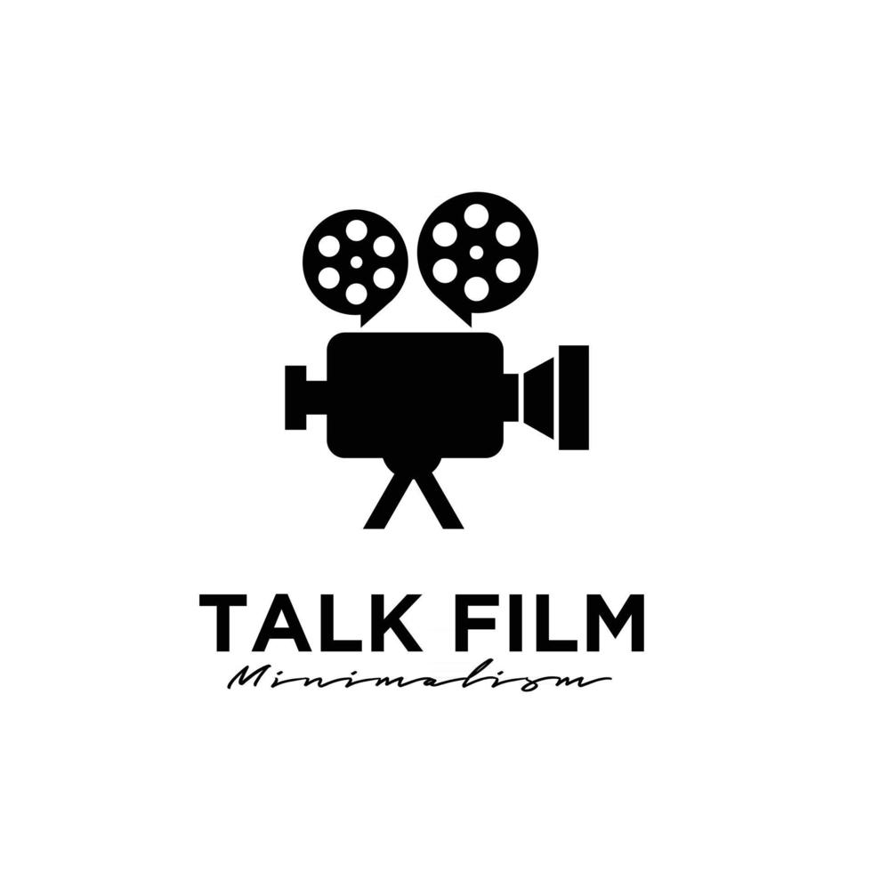 forum cinema studio live film in streaming concetto di produzione bolla chat con film maker logo design icona vettore illustrazione