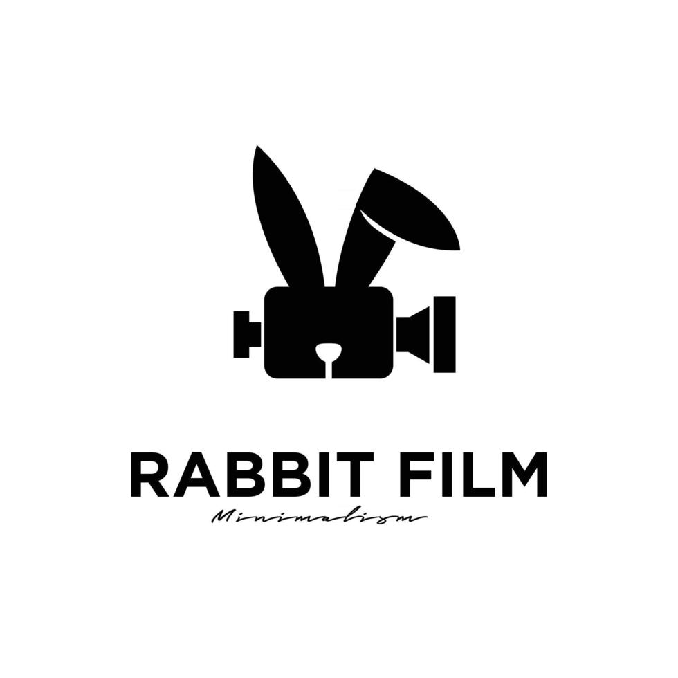 bunny film cinema fotocamera icona logo design vettore