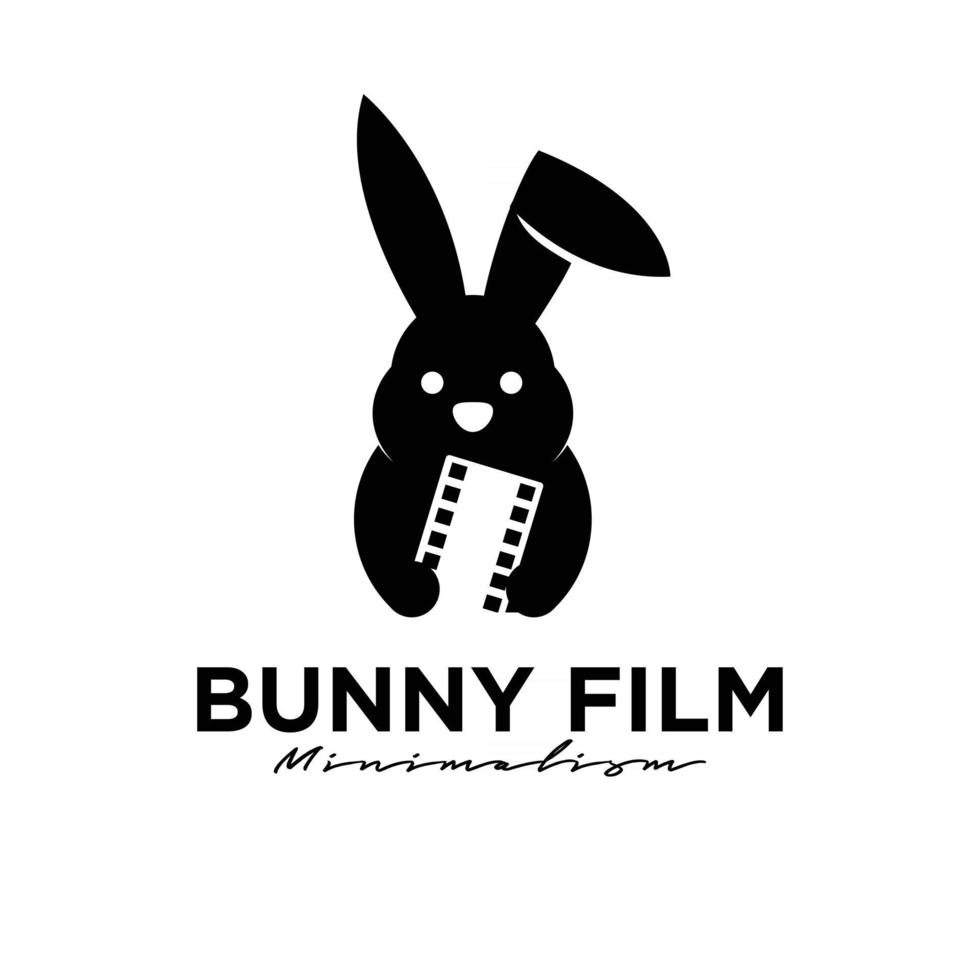 bunny film cinema fotocamera icona logo design vettore