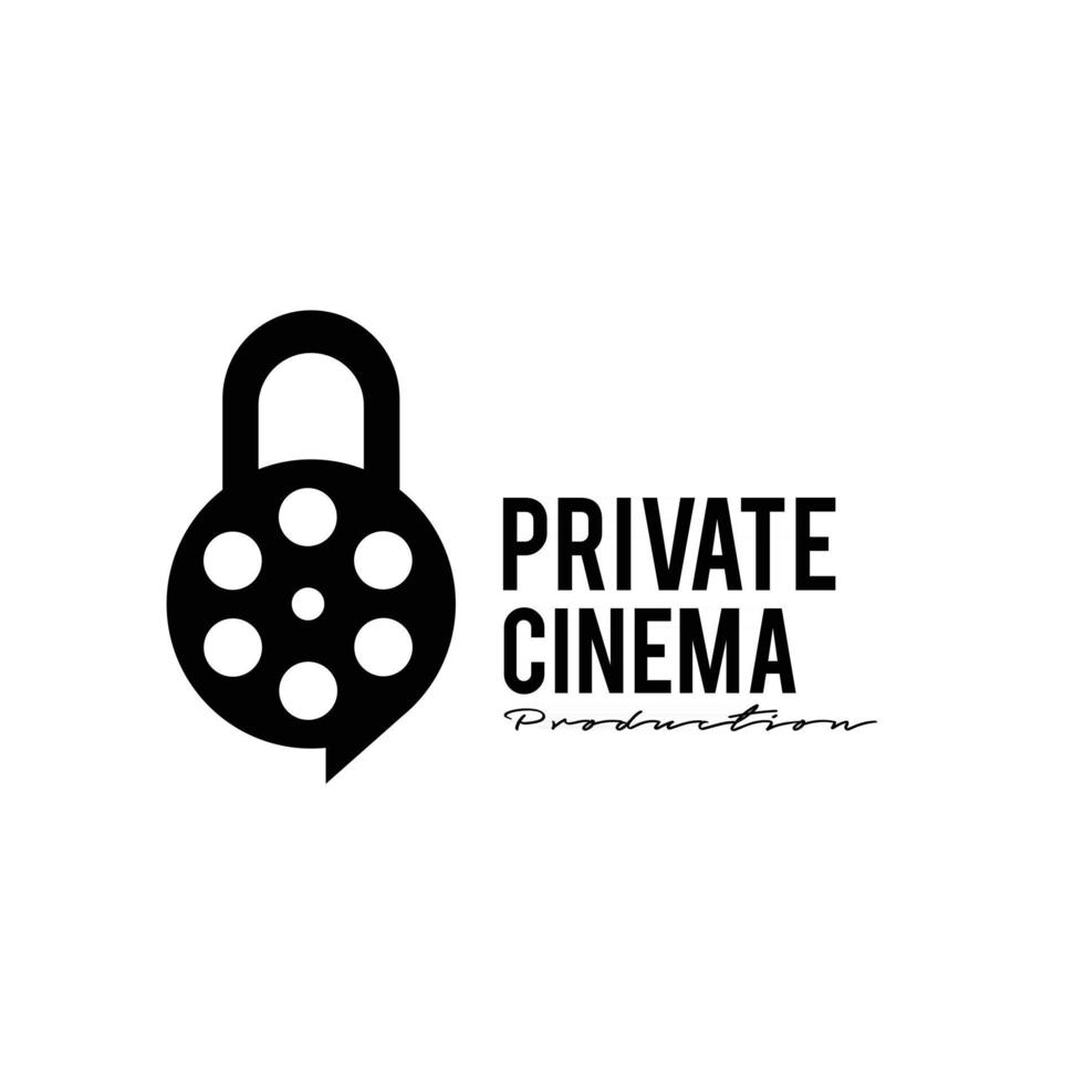 cinema privato studio film video cinema produzione cinematografica logo design icona vettore illustrazione