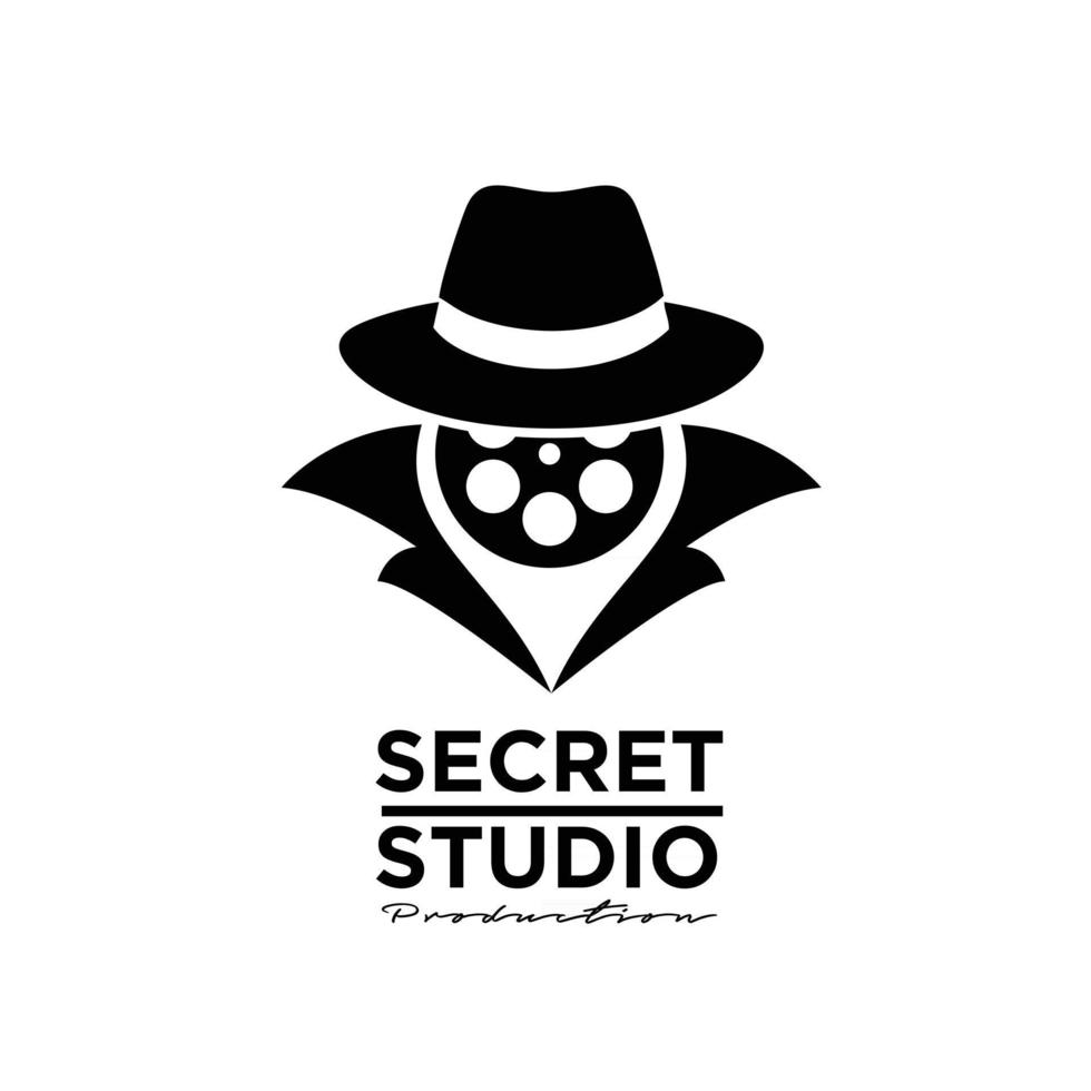 Spy secret film studio cinema film produzione cinematografica logo design icona vettore illustrazione