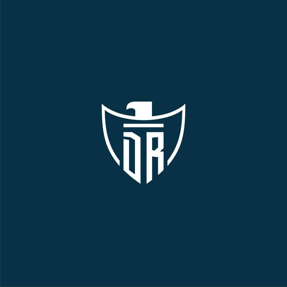dr iniziale monogramma logo per scudo con aquila Immagine vettore design