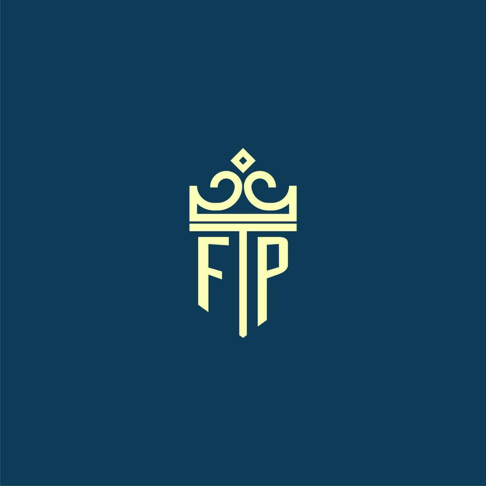 fp iniziale monogramma scudo logo design per corona vettore Immagine