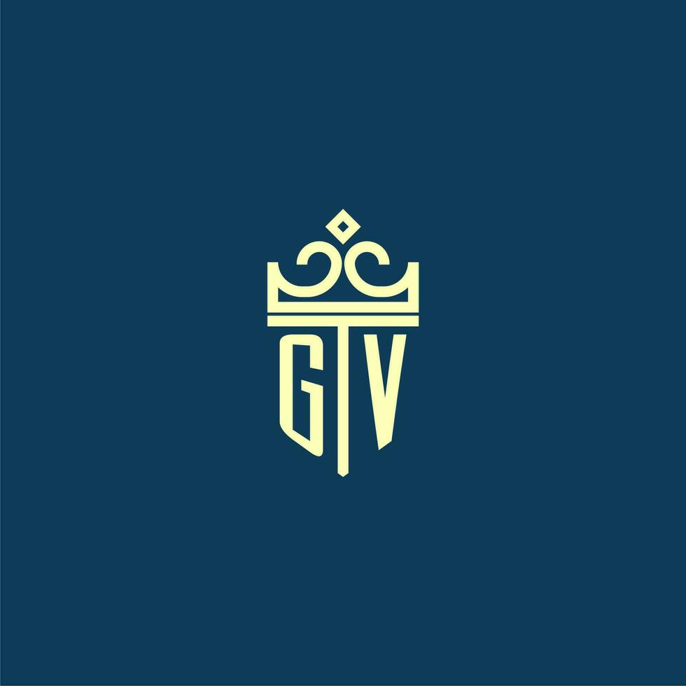 gv iniziale monogramma scudo logo design per corona vettore Immagine