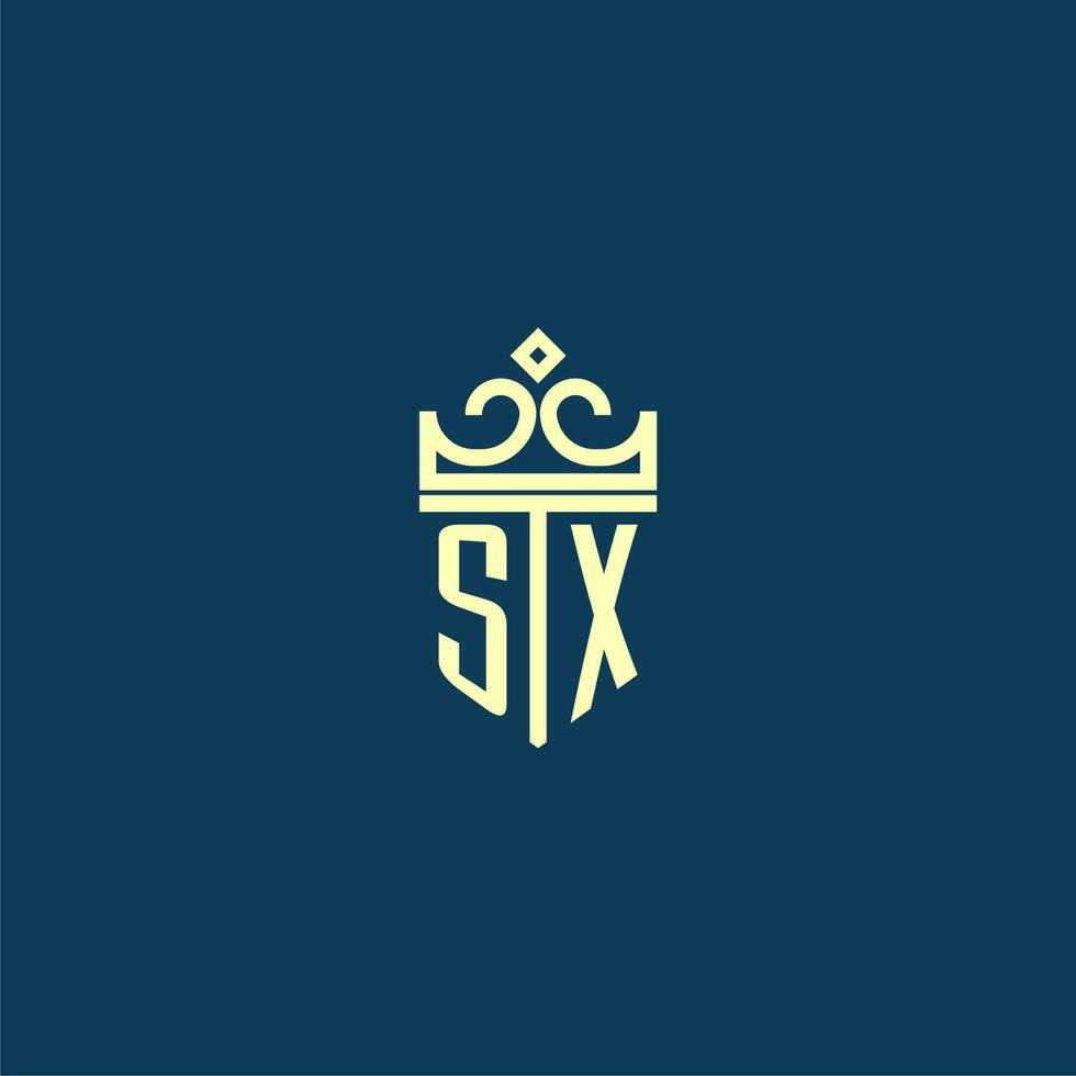 sx iniziale monogramma scudo logo design per corona vettore Immagine