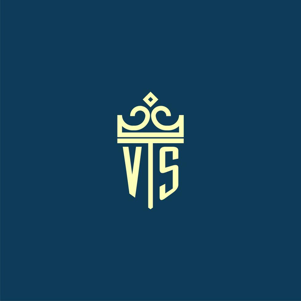 vs iniziale monogramma scudo logo design per corona vettore Immagine
