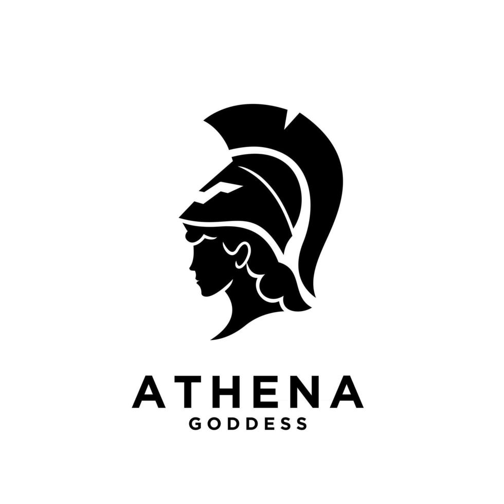 premium athena the goddess black vector icon logo illustration design