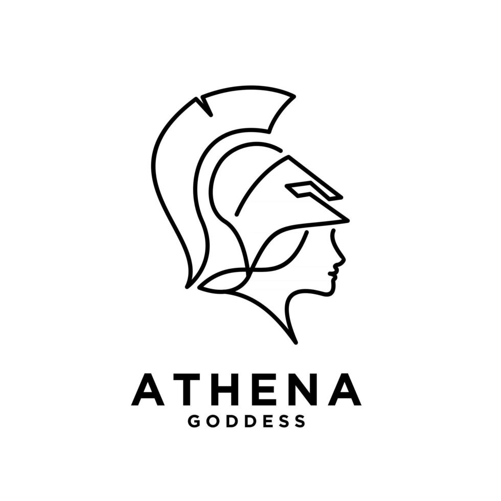 premium athena the goddess black vector icon line logo illustration design