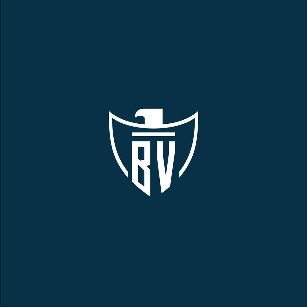 bv iniziale monogramma logo per scudo con aquila Immagine vettore design
