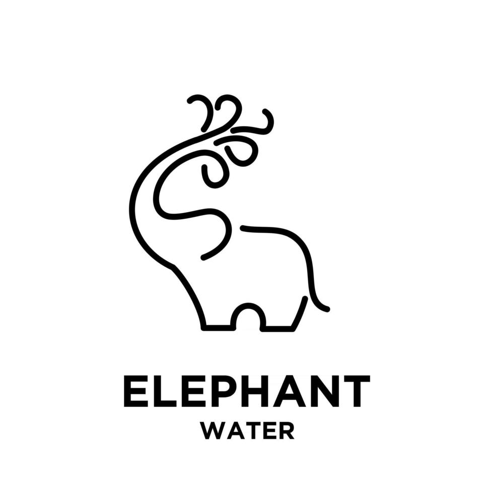 semplice elefante songkran con acqua icona vettore linea nera logo design illustrazione isolato sfondo