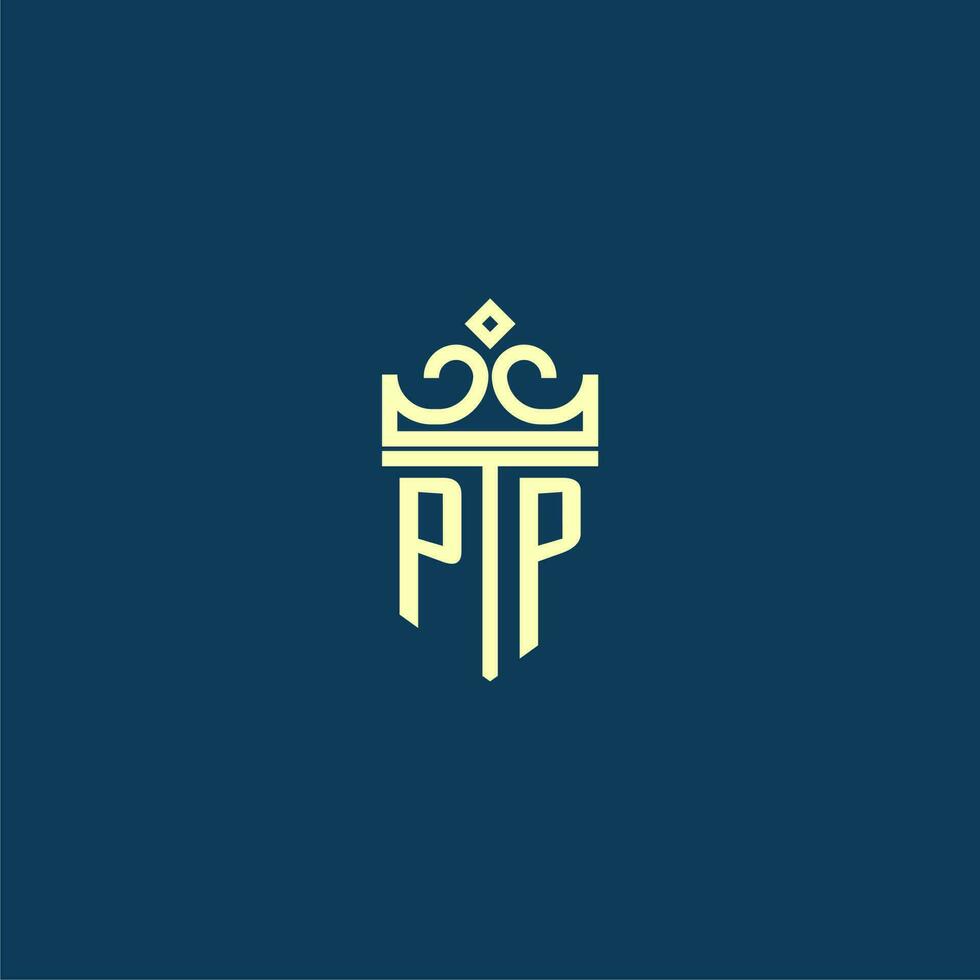 pp iniziale monogramma scudo logo design per corona vettore Immagine