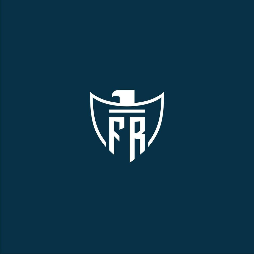 fr iniziale monogramma logo per scudo con aquila Immagine vettore design
