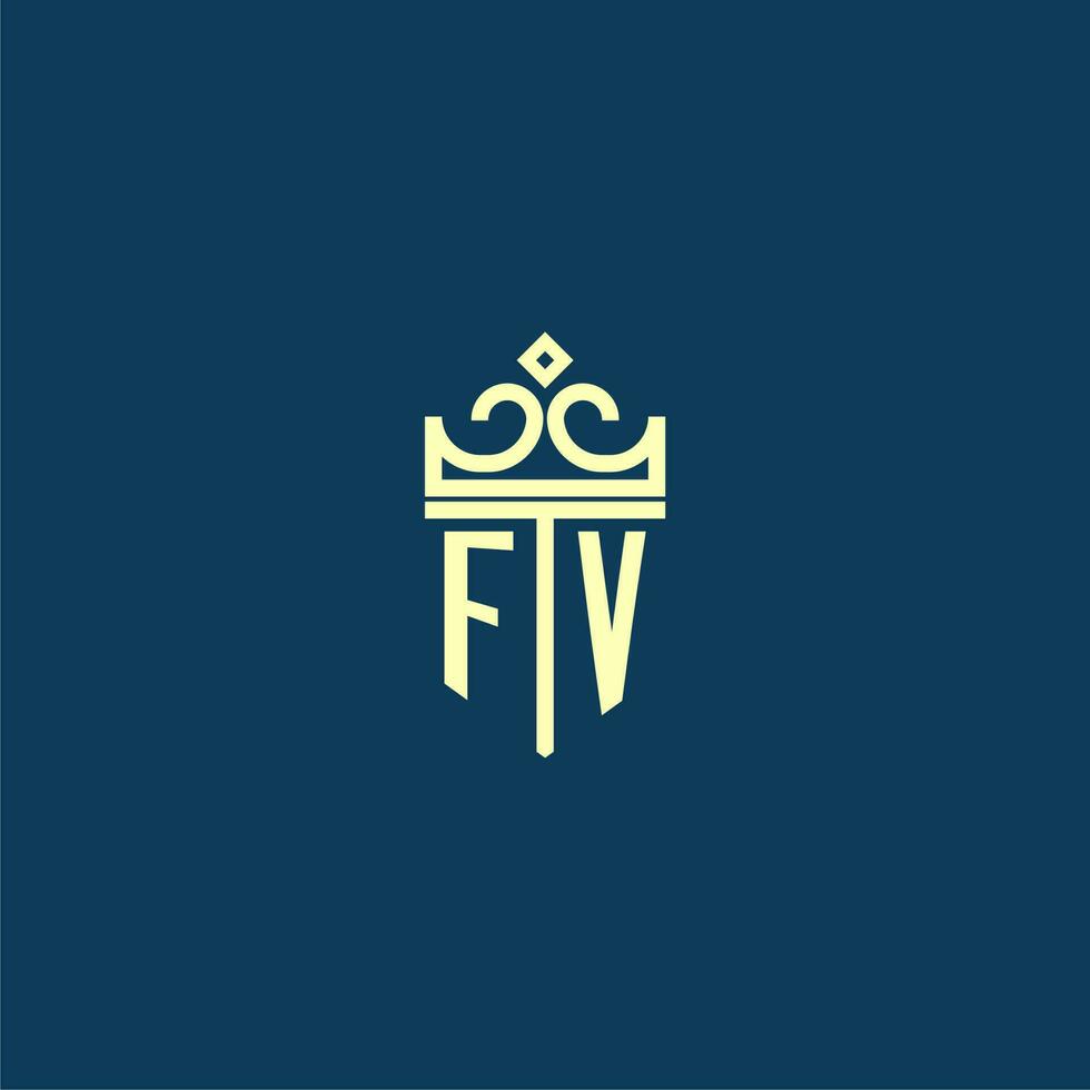 fv iniziale monogramma scudo logo design per corona vettore Immagine