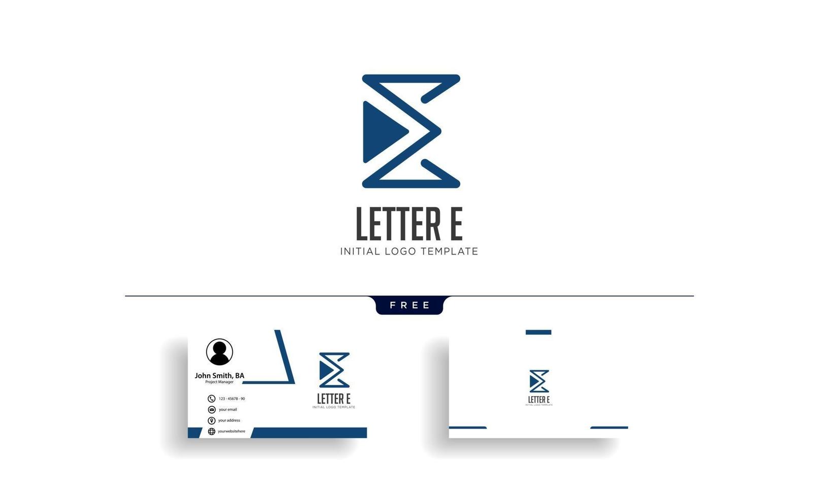 biglietto da visita dell'illustrazione di vettore del modello di logo creativo della lettera e monoline