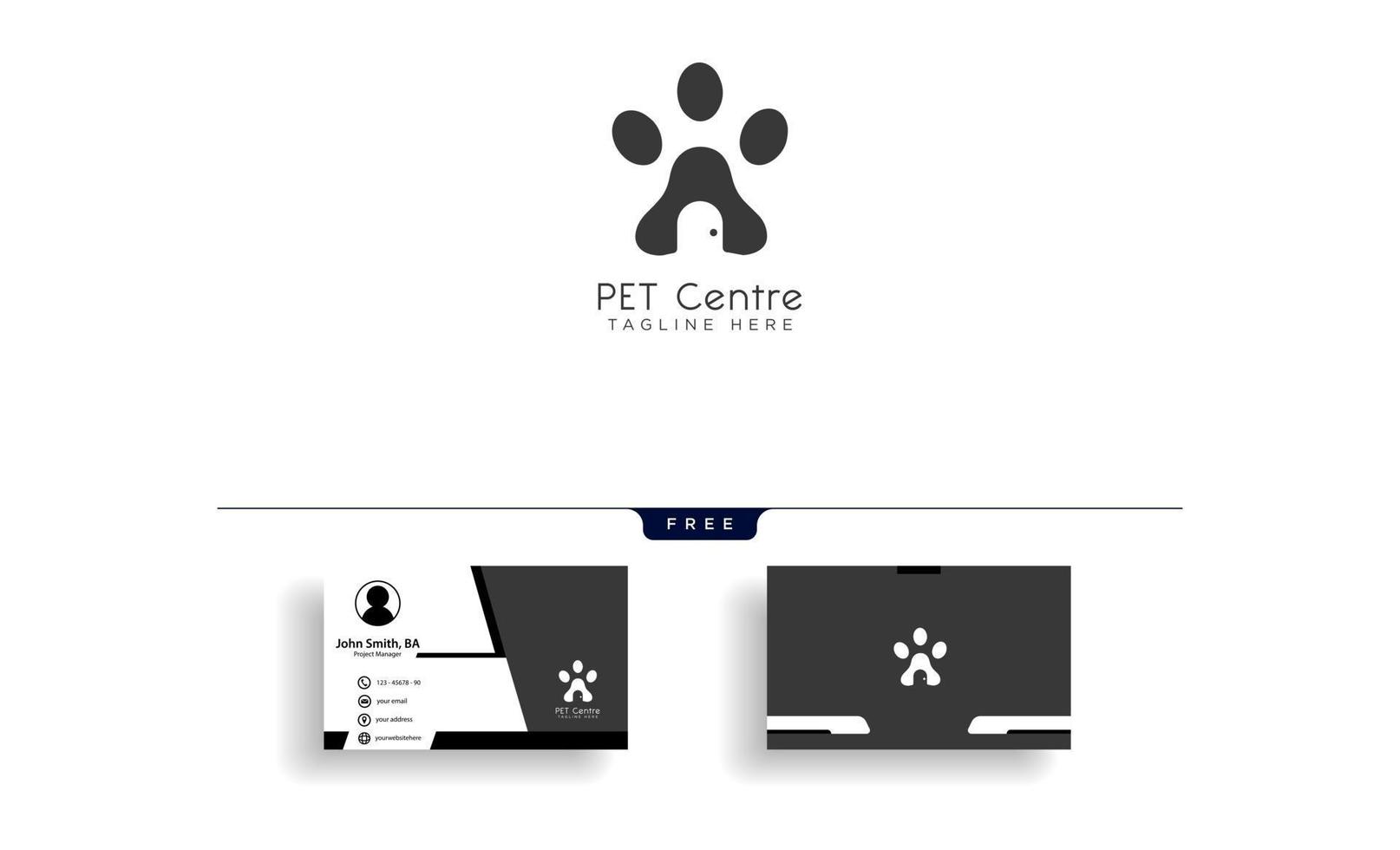 illustrazione di vettore del modello di logo creativo della casa o del negozio dell'animale domestico con il vettore di progettazione del modello del biglietto da visita