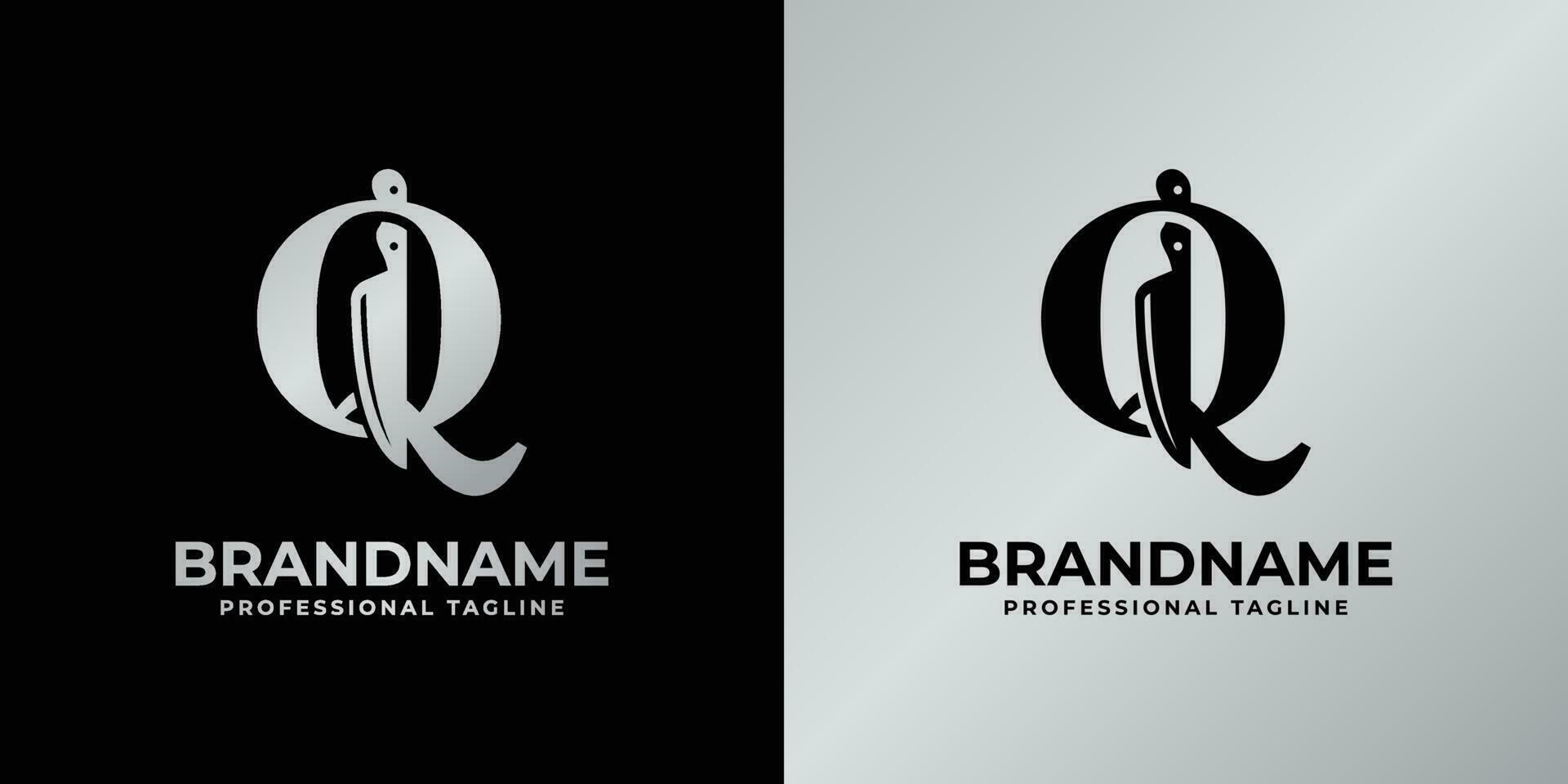 lettera q coltello logo, adatto per qualunque attività commerciale relazionato per coltello con q iniziale. vettore