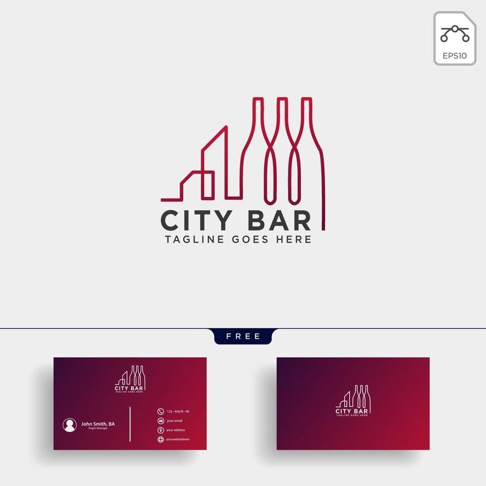 illustrazione di vettore del modello di logo creativo del club della bevanda della barra della città con il vettore del biglietto da visita