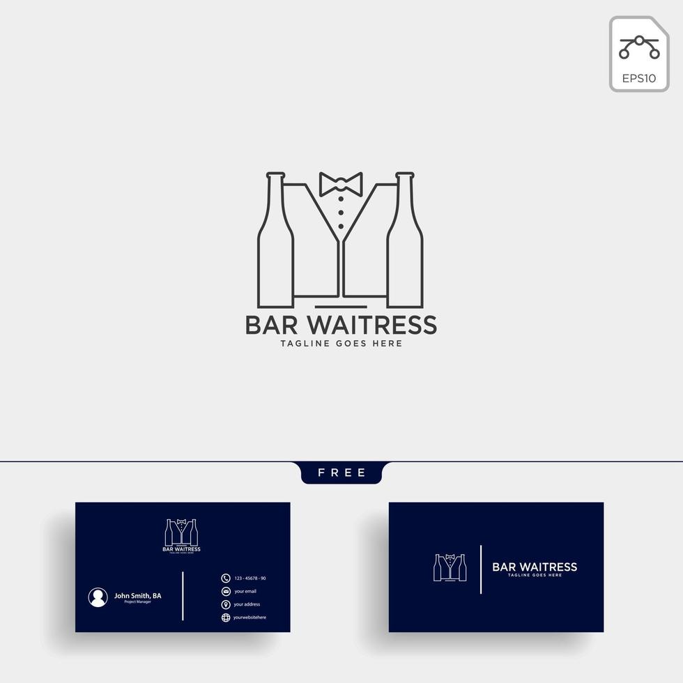 cameriera bar o cameriere logo creativo modello illustrazione vettoriale con biglietto da visita vettoriale