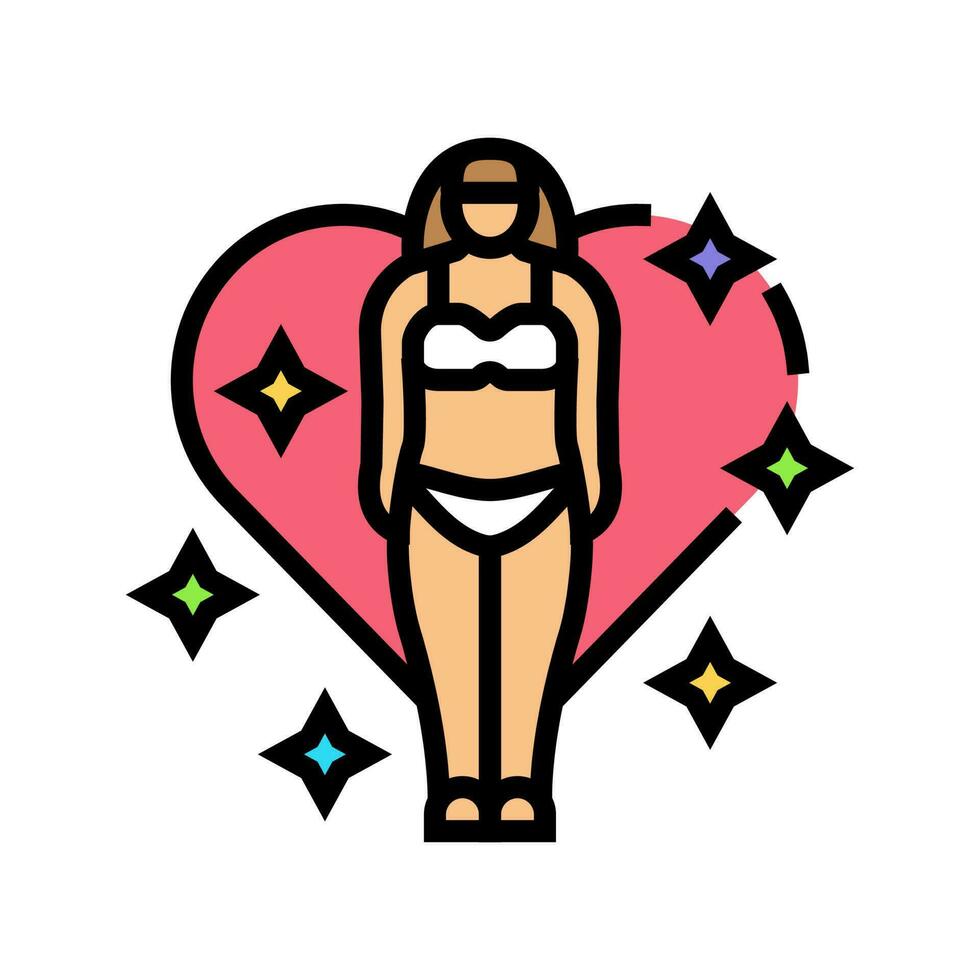 corpo positività femminismo donna colore icona vettore illustrazione