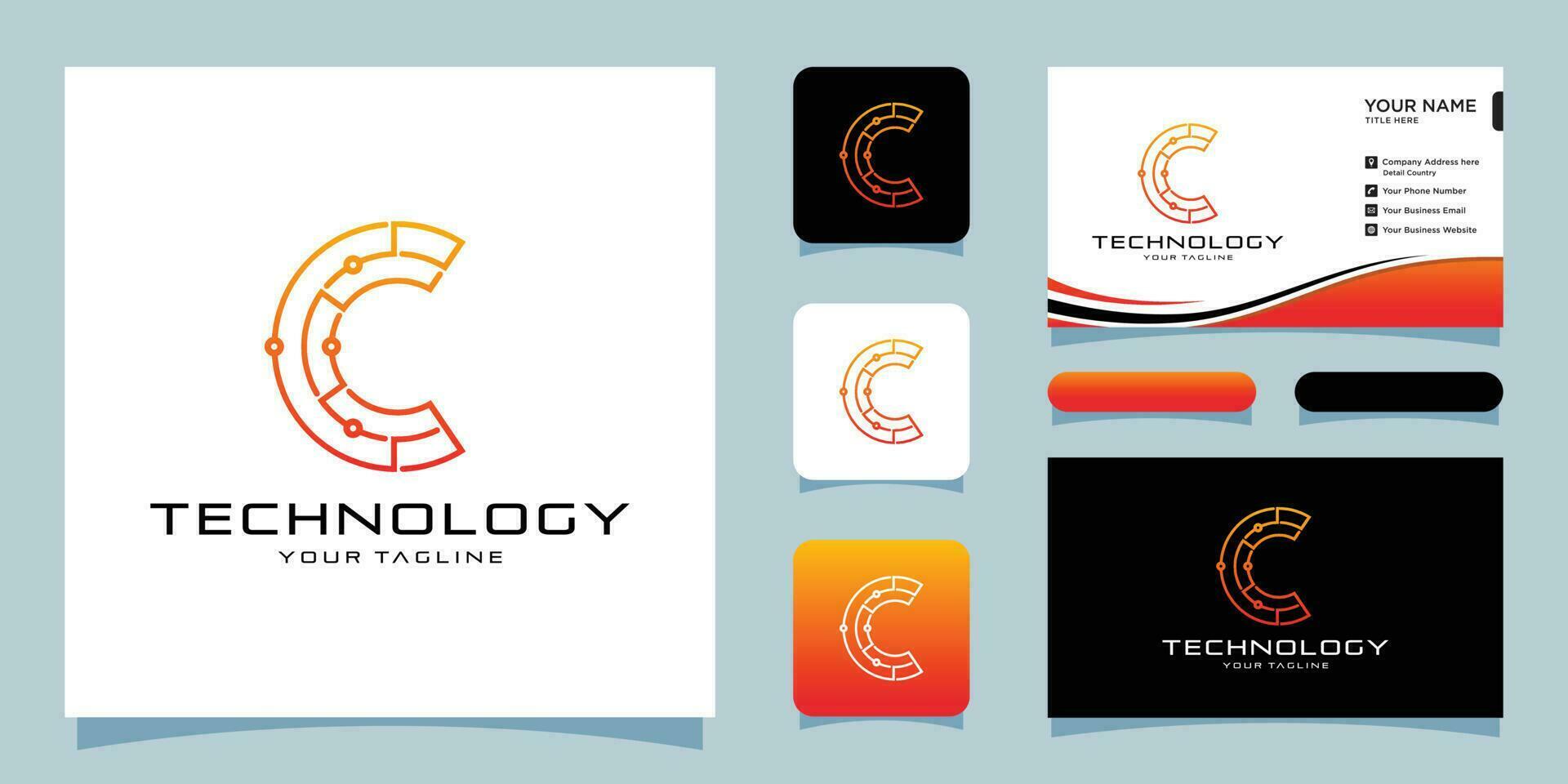 iniziale c lettera tecnologia e digitale astratto puntini connessione logo vettore con attività commerciale carta design premio vettore