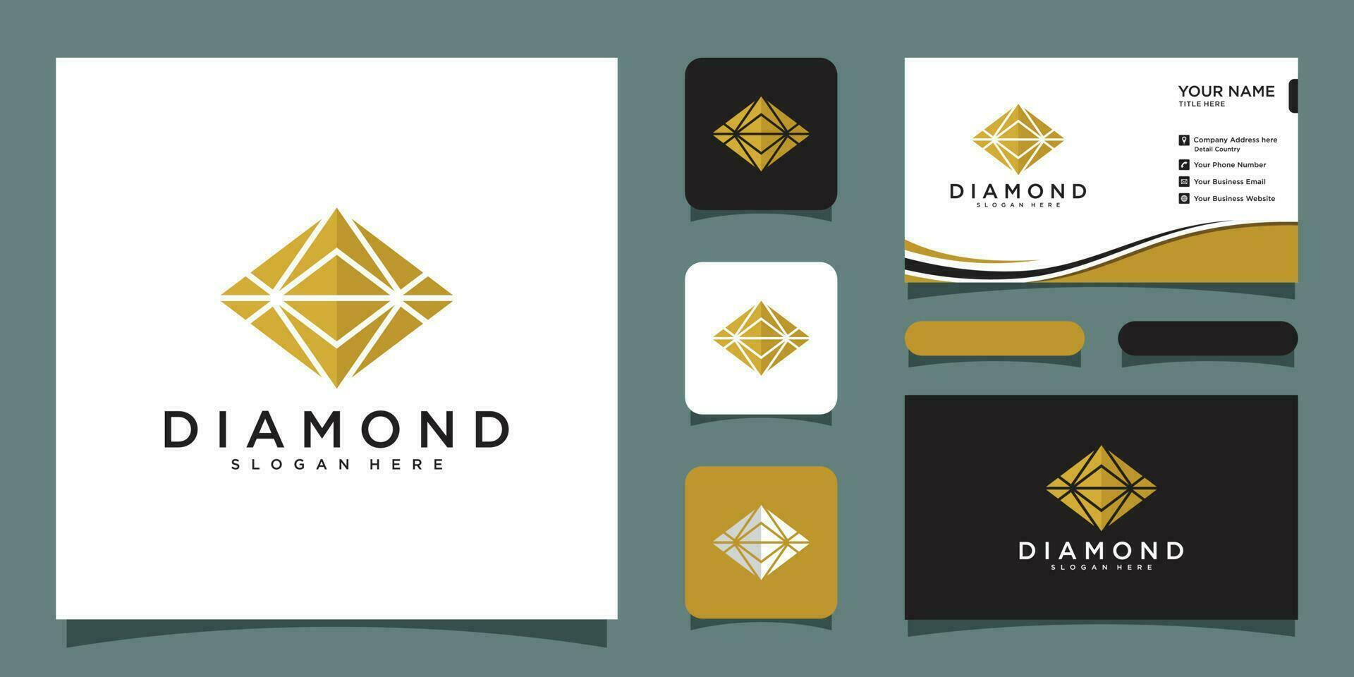 creativo diamante concetto logo design modello con attività commerciale carta design premio vettore