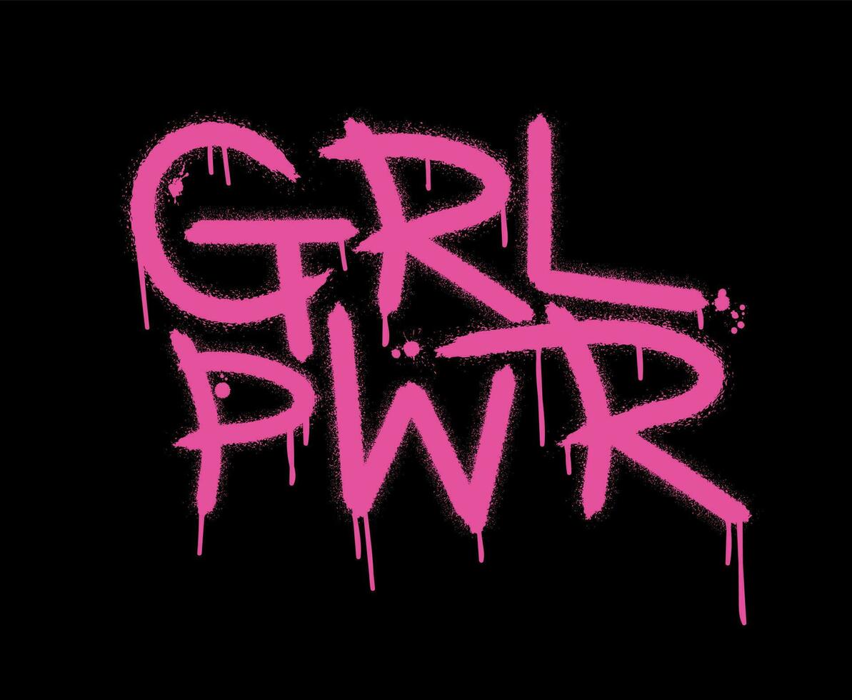 grl pwr. urbano strada graffiti stile con spruzzo effetti e gocce su nero sfondo vettore