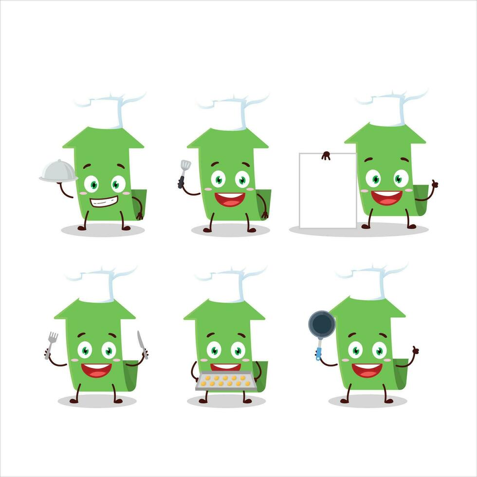 cartone animato personaggio di freccia su con vario capocuoco emoticon vettore