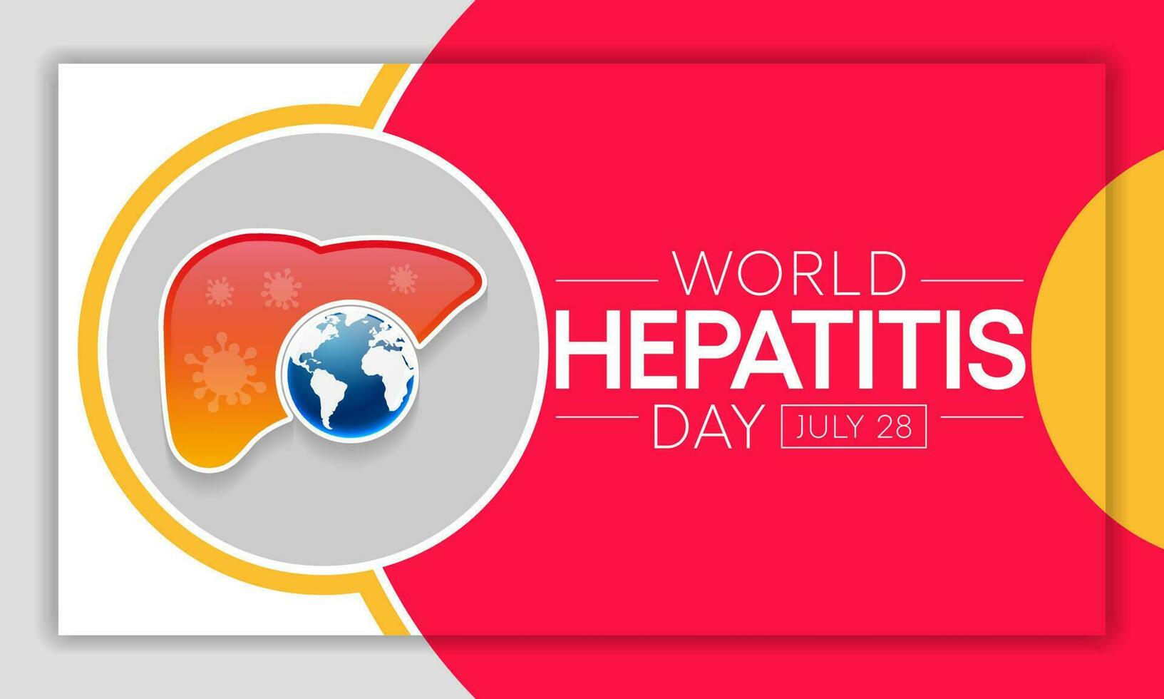 mondo epatite giorno è osservato ogni anno su luglio 28, quando il fegato è infiammato o danneggiato, suo funzione può essere influenzato e certo medico condizioni può causa epatite. vettore illustrazione