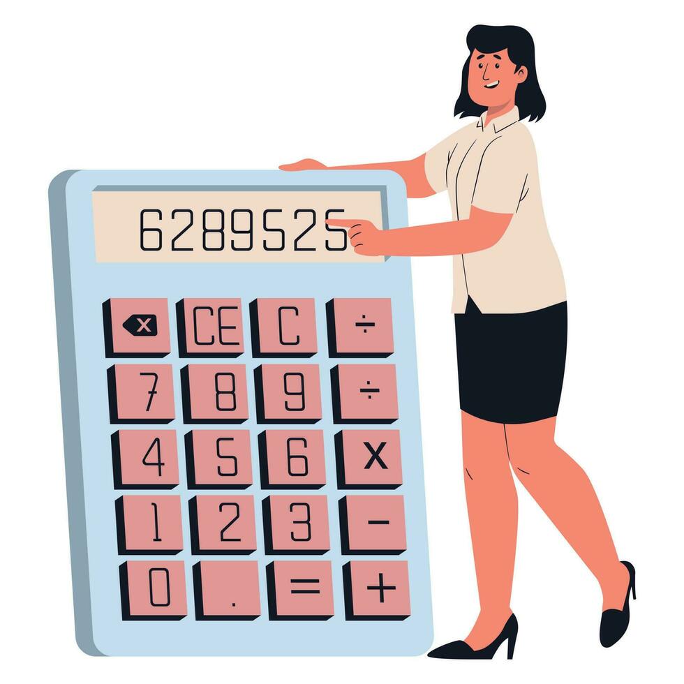 calcolatrice per femmina formazione scolastica vettore