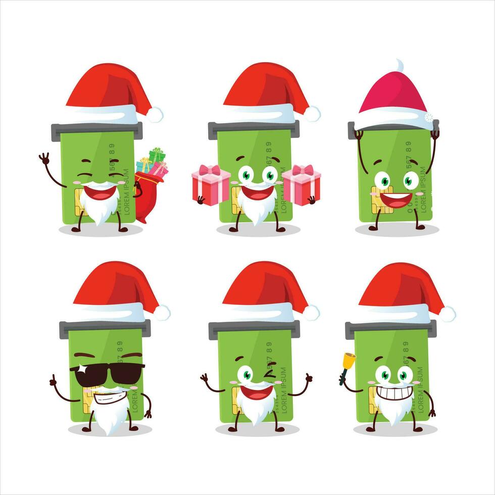 Santa Claus emoticon con ATM carta fessura cartone animato personaggio vettore