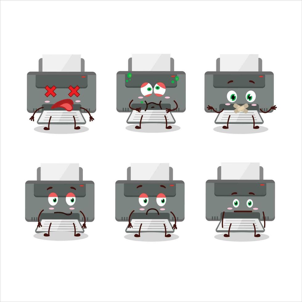 stampante cartone animato personaggio con il no espressione vettore