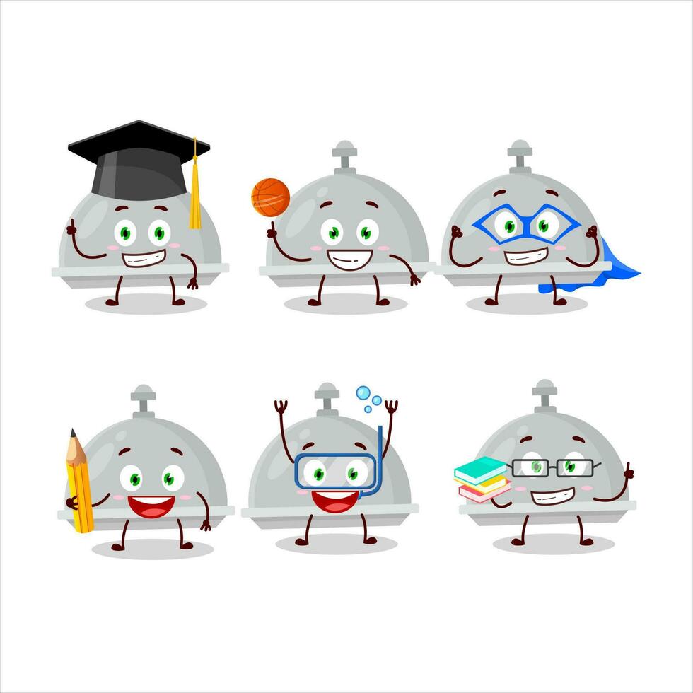 scuola alunno di argento campana di vetro cartone animato personaggio con vario espressioni vettore