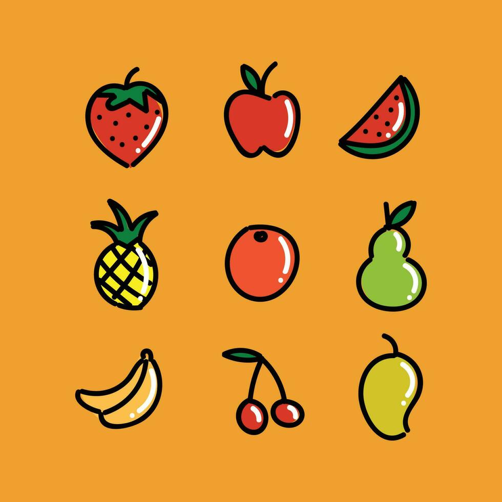 frutta imballare icona impostato clipart vettore illustrazione design con arancia sfondo