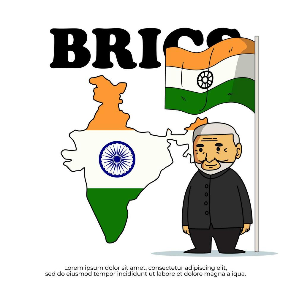 India è un' membro di il BRICS e nazione carta geografica vettore