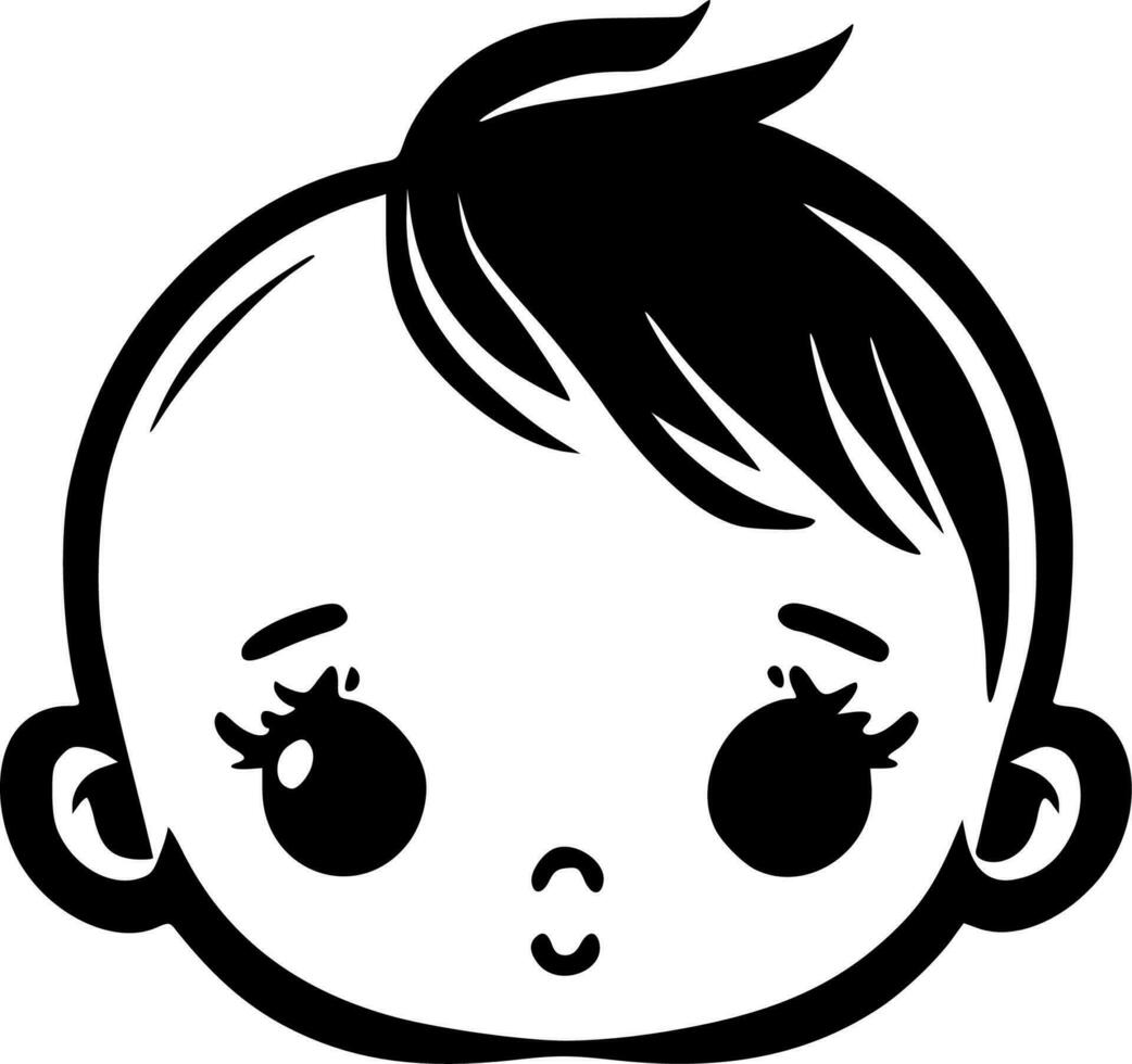 bambino - nero e bianca isolato icona - vettore illustrazione