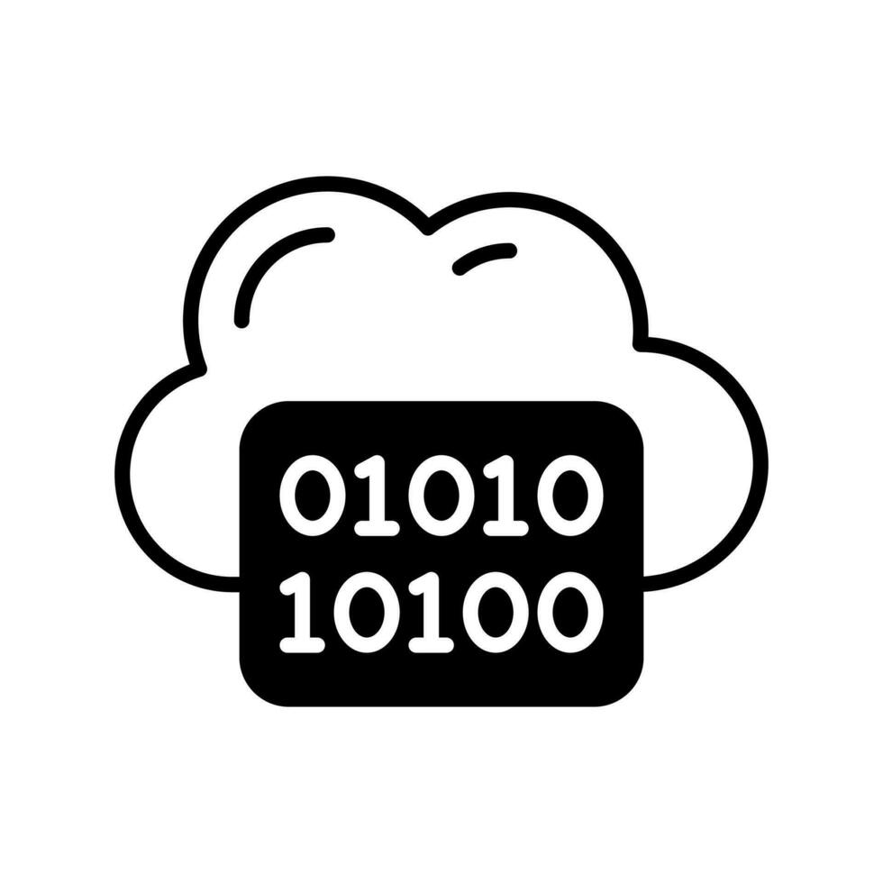 un sorprendente vettore di binario nube nel moderno stile, nube codifica icona