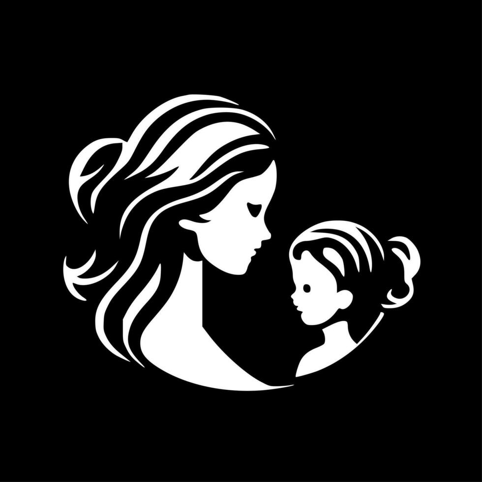 madre - nero e bianca isolato icona - vettore illustrazione
