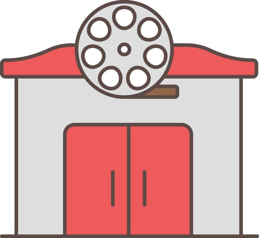cinema edificio icona nel rosso e grigio colore. vettore