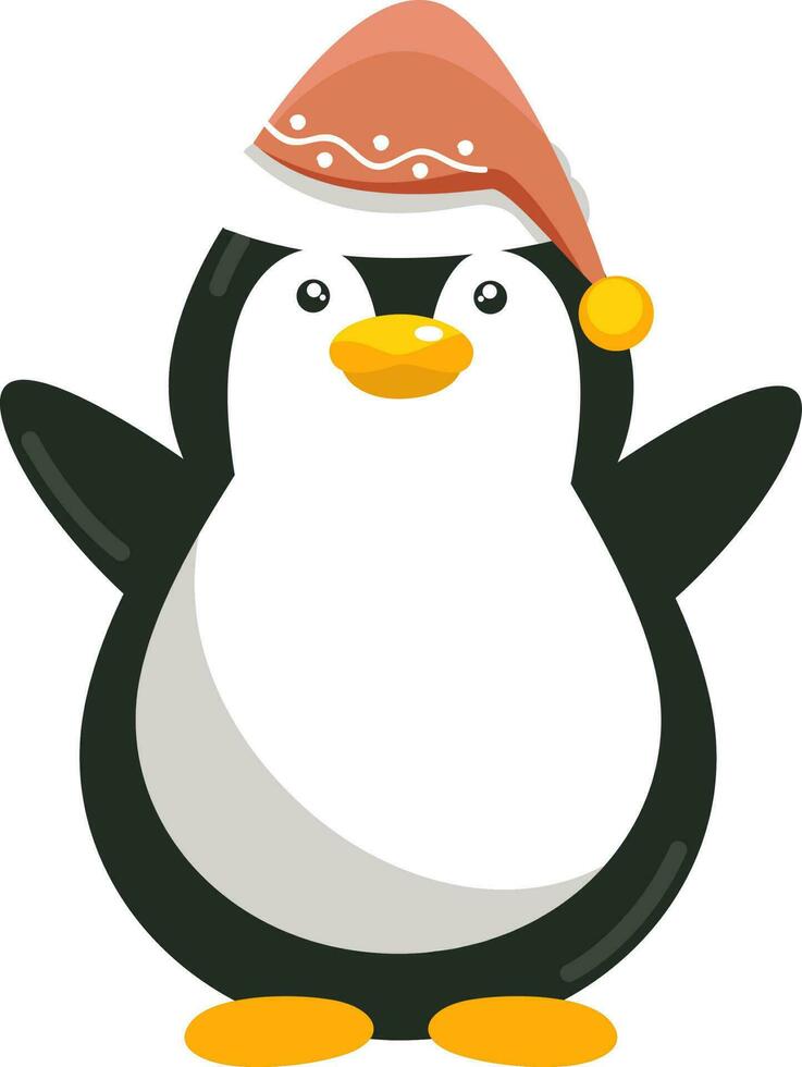 isolato pinguino indossare Beanie berretto su bianca sfondo. vettore