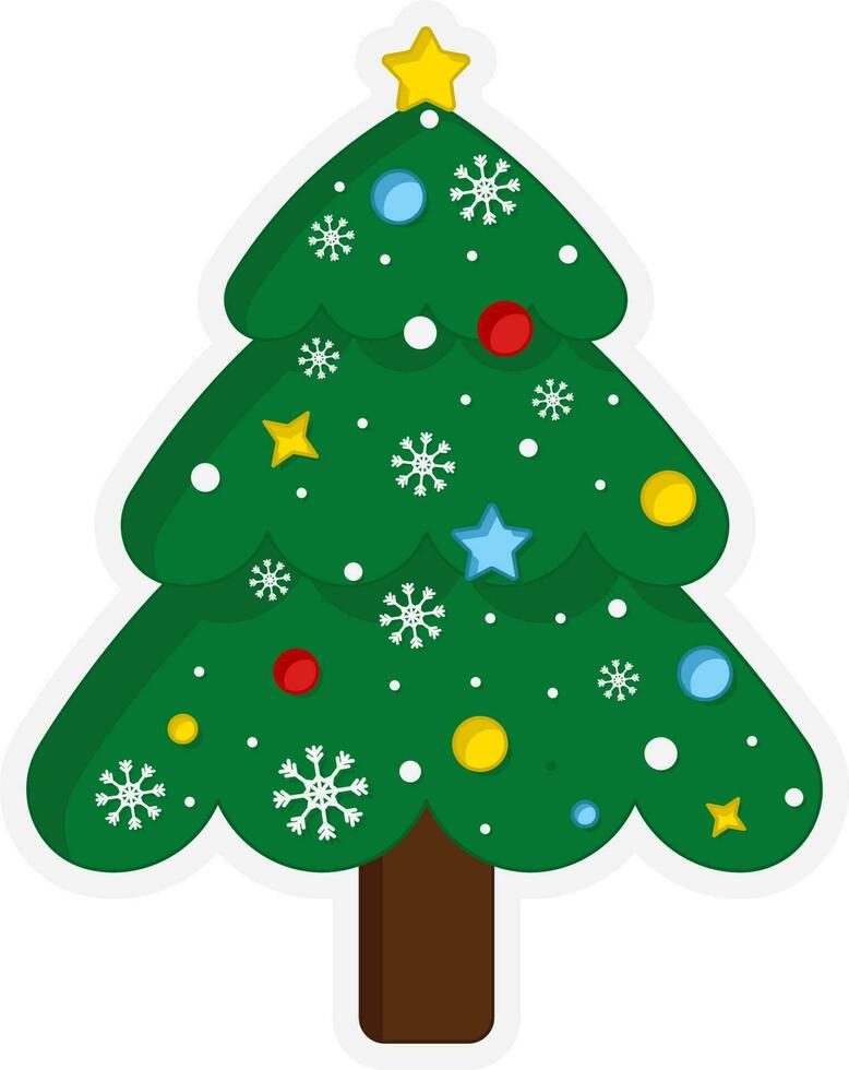 illustrazione di decorativo etichetta stile Natale albero icona nel piatto stile. vettore