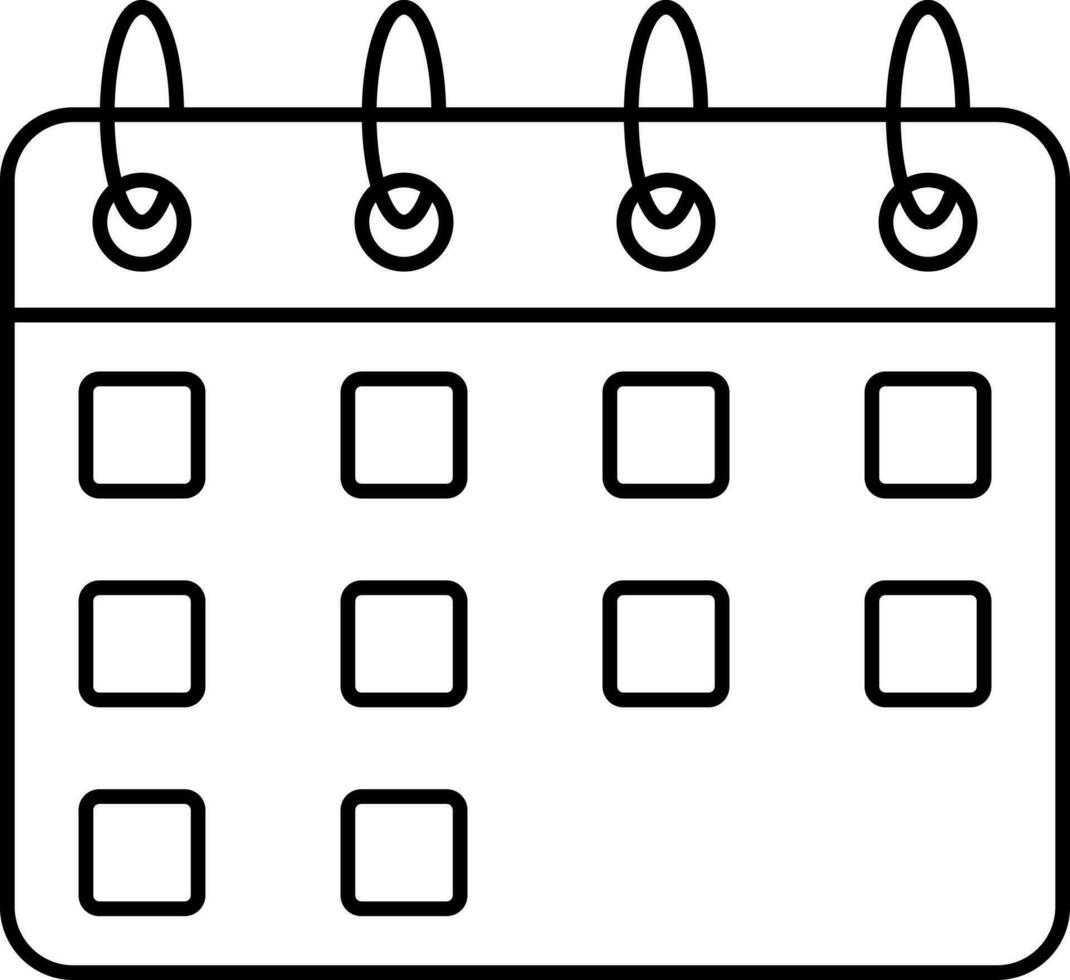 nero lineare stile calendario icona o simbolo. vettore