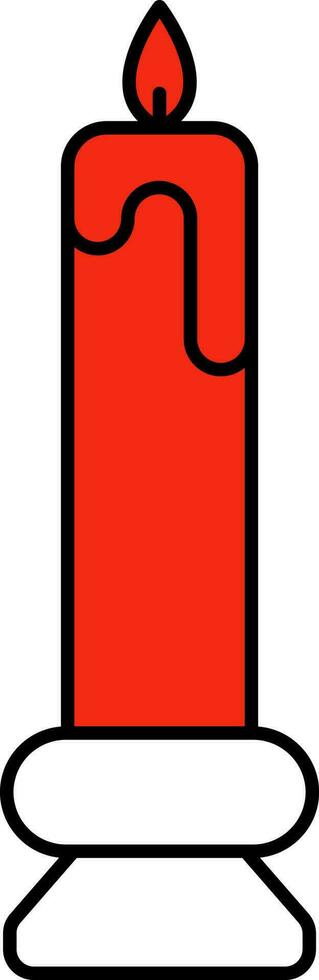 illustrazione di ardente candela rosso e bianca icona. vettore
