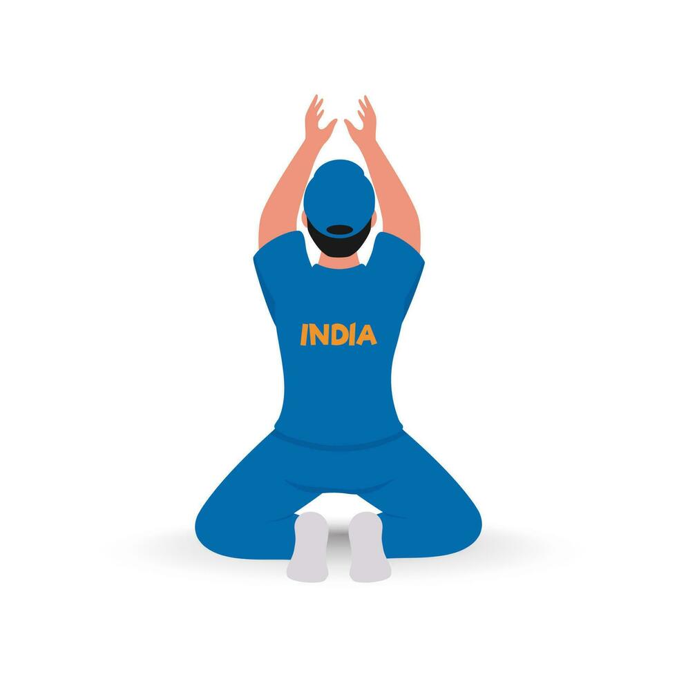 indietro Visualizza di India cricket giocatore nel attraente posa. vettore