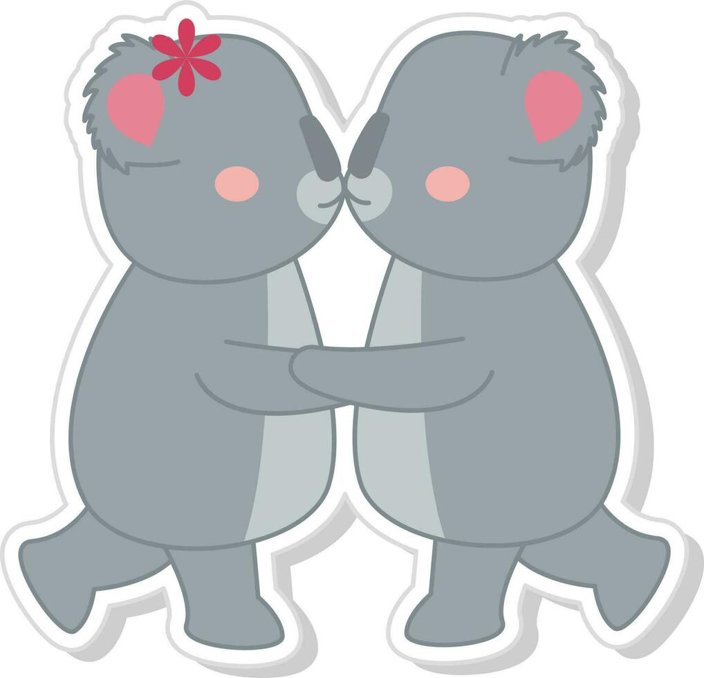 bellissimo baci koala coppia personaggio icona nel carta tagliare. vettore