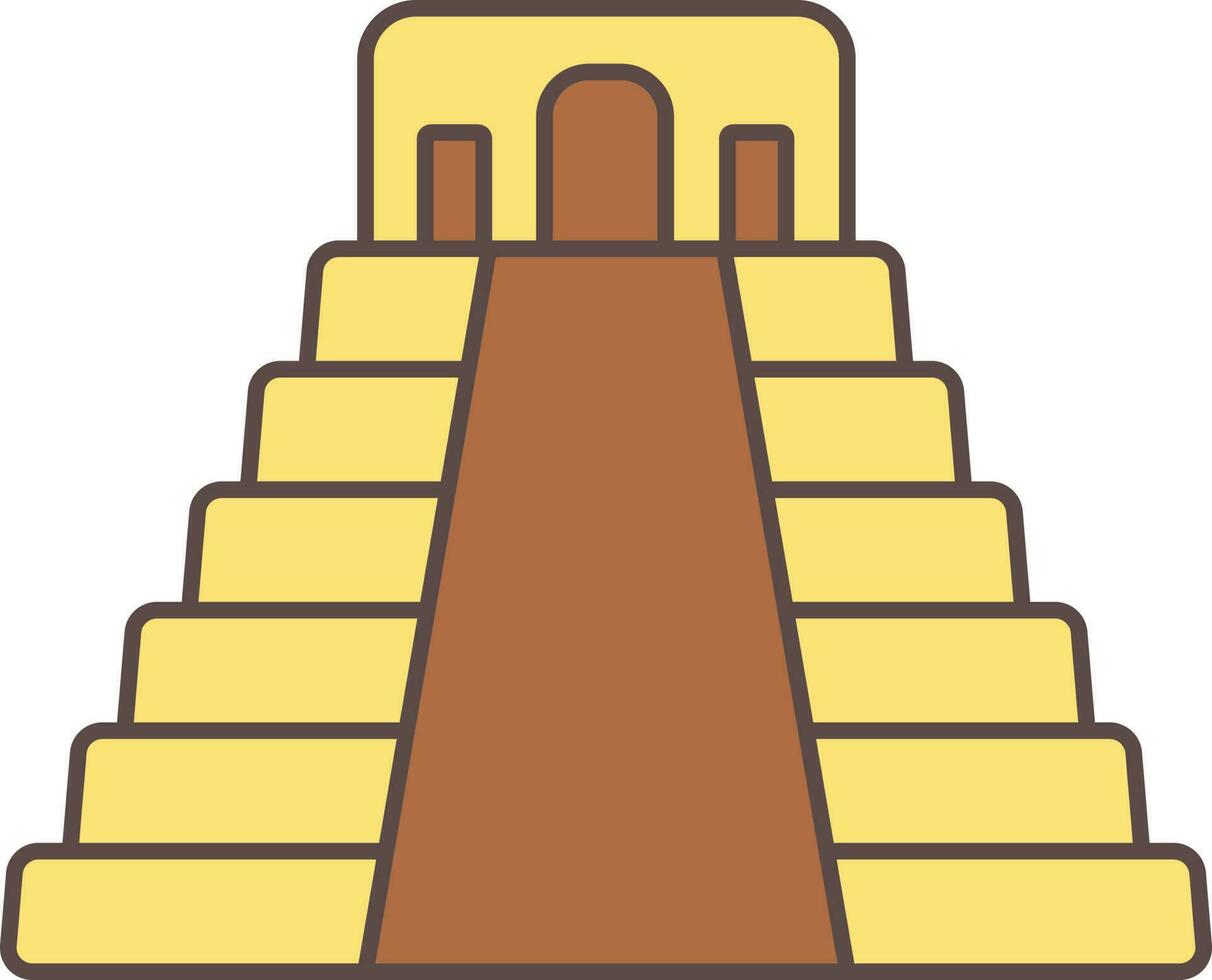 Maya piramide icona nel giallo e Marrone colore. vettore