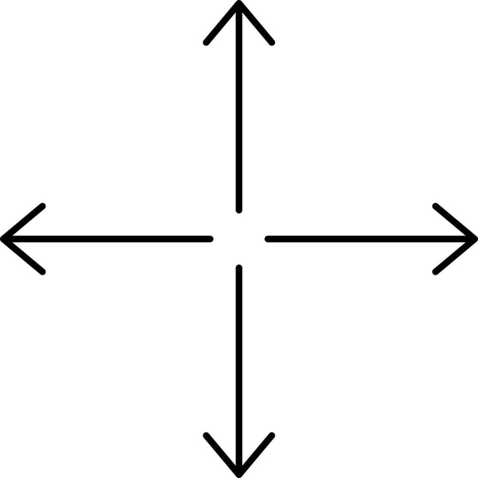 quattro modo freccia icona nel nero schema. vettore