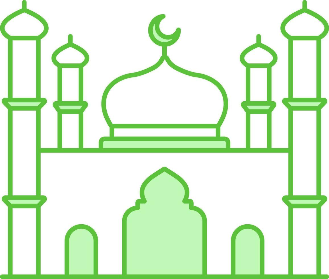 verde e bianca illustrazione di moschea piatto icona. vettore