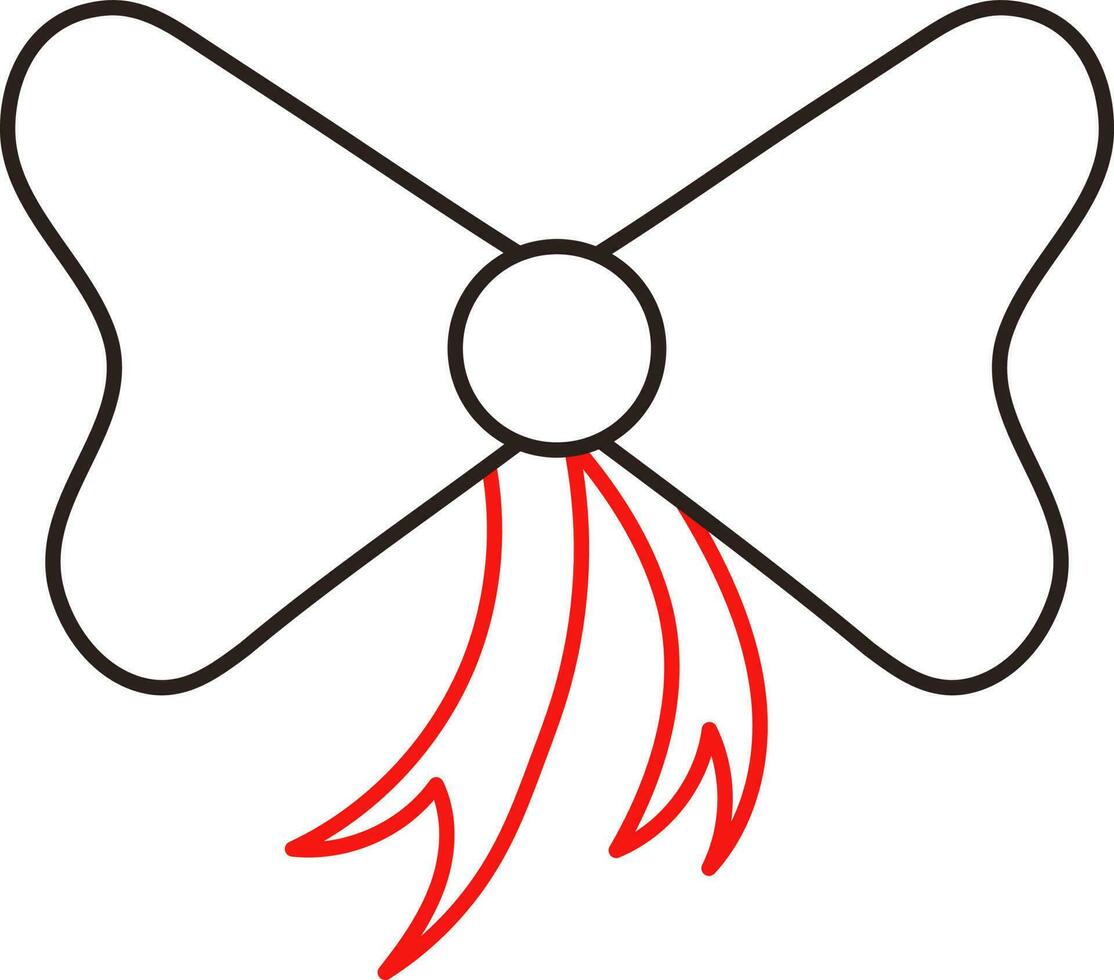 illustrazione di arco nastro icona nel rosso e nero magro linea arte. vettore