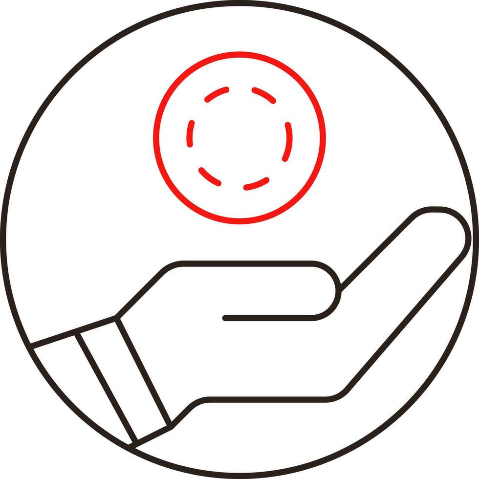 rosso e nero lineare denaro contante pagamento mano nel cerchio icona. vettore